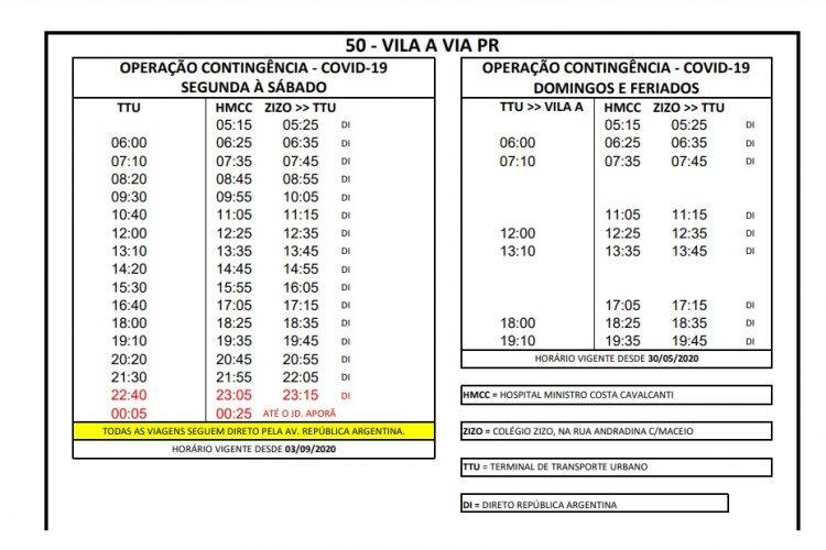 Veja a nova tabela de horário do transporte coletivo que passa a valer na quinta, 03