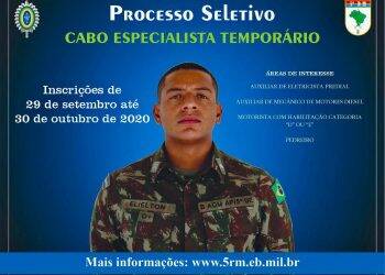 Exército Brasileiro tem vagas abertas para cabo temporário