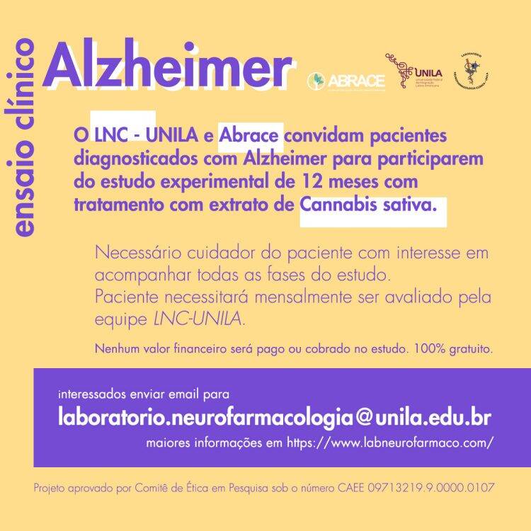 Pesquisa da UNILA investiga uso de substâncias da Cannabis para tratamento de pacientes com Alzheimer