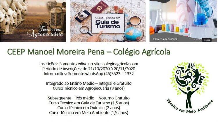 Colégio Agrícola de Foz abre processo seletivo para 2021