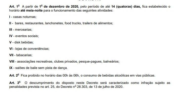 Prefeitura publica Decreto com restrições no comércio a partir desta terça, 01