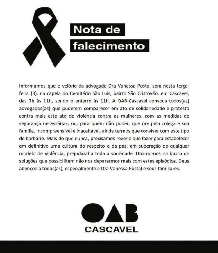 Advogada grávida é morta pelo marido, Agente Penitenciário Federal, em Cascavel