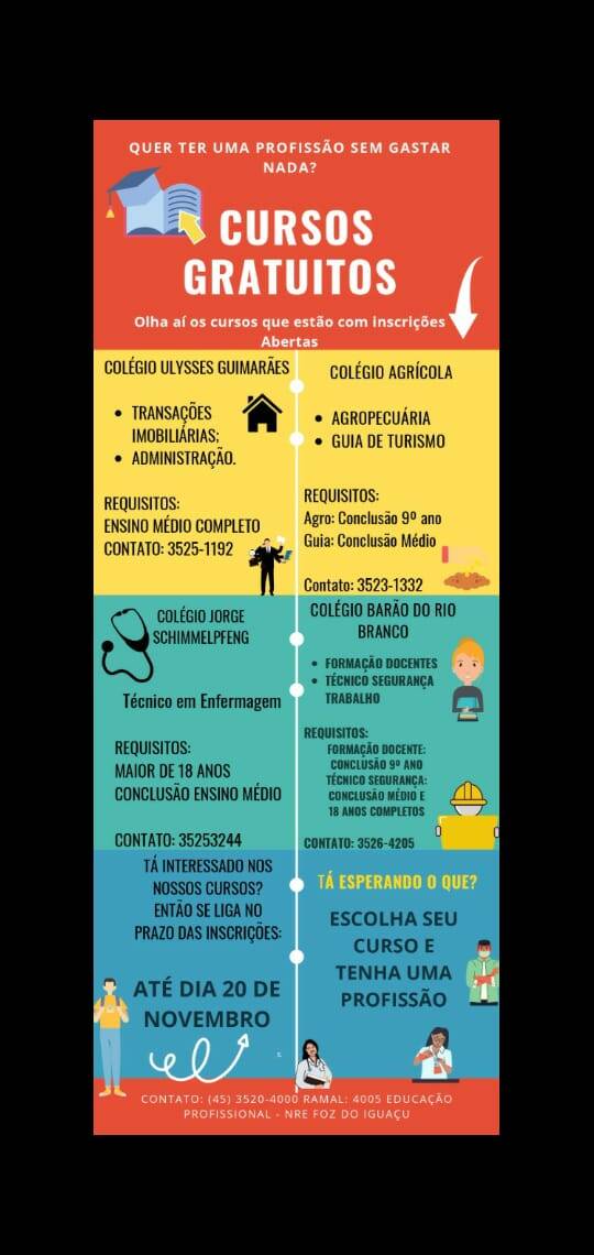 Colégios Estaduais de Foz oferecem cursos profissionalizantes gratuitos
