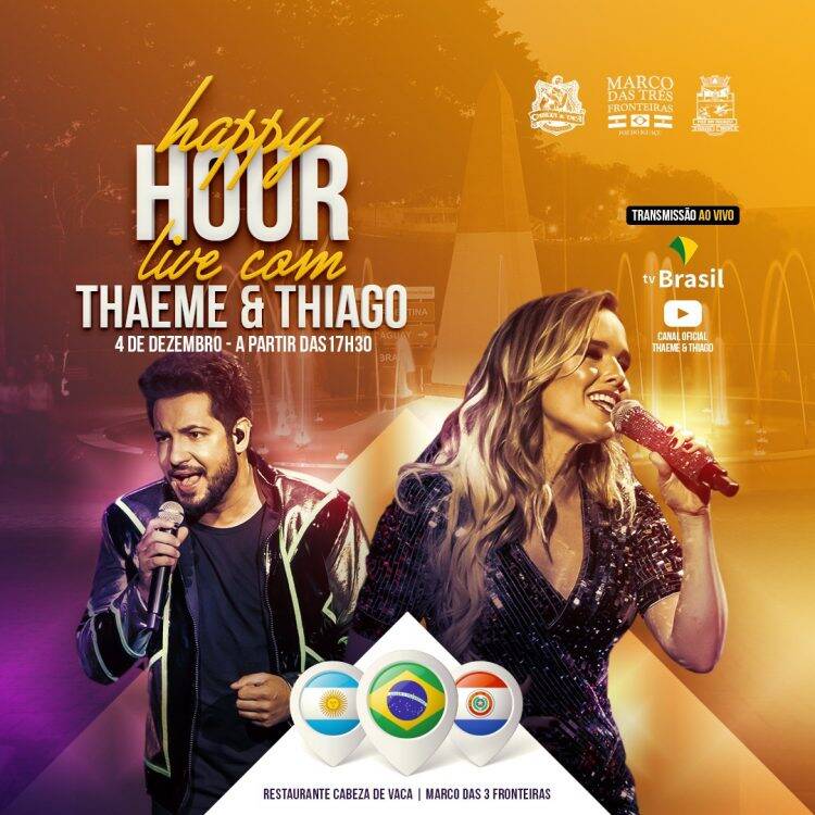 Marco das 3 Fronteiras será palco da live nacional de Thaeme e Thiago