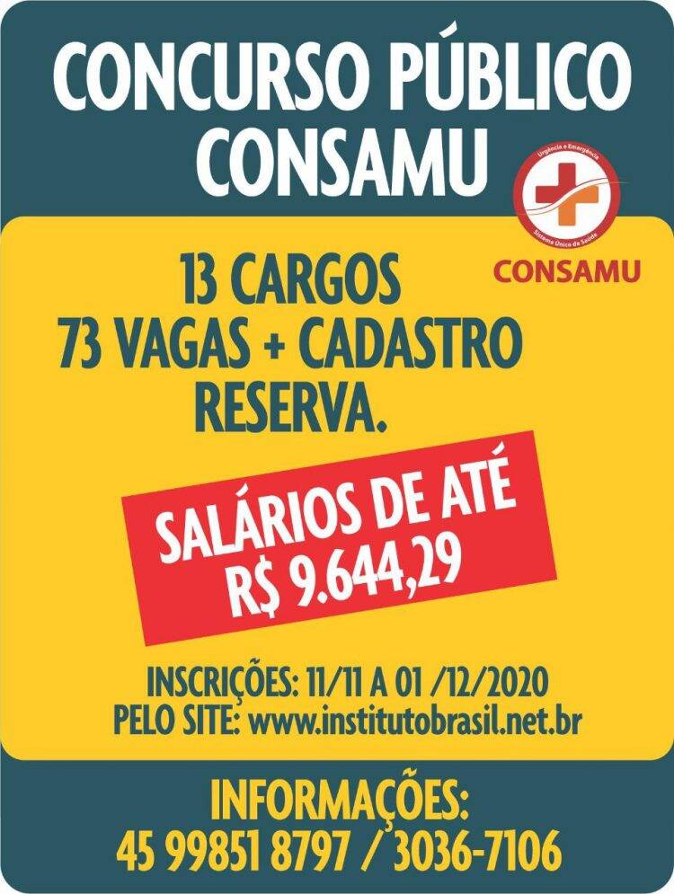Oeste: CONSAMU está com inscrições abertas para concurso público