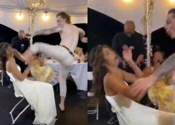 Noivo acerta chute na cara da amada e vídeo viraliza; assista