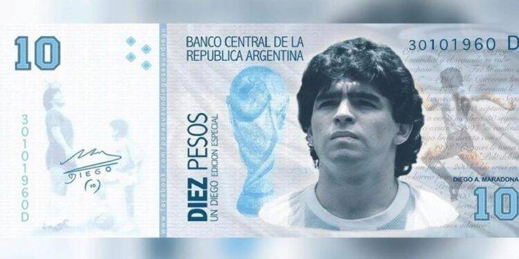 Rosto e gol de Maradona poderá estampar notas de peso