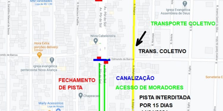 Foztrans interdita Avenida Pôr do Sol para obras de drenagem no Jardim São Luís