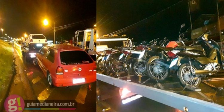 Medianeira: veículos e motos são apreendidos após PM acabar com aglomeração e som alto