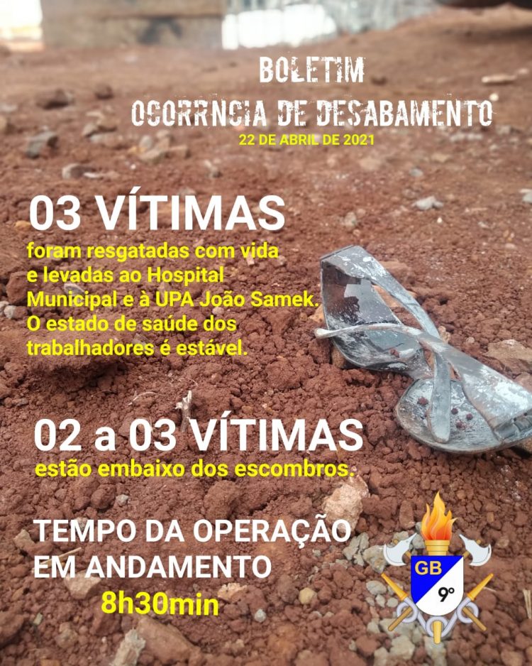 Corpo de Bombeiros segue buscas por trabalhadores soterrados