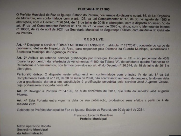 Guarda Municipal de Foz tem novo Diretor