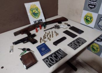 Suspeitos de homicídio são presos armados com espingarda calibre 12 no Porto Meira