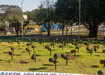 Educadores municipais e estaduais fazem ato público em memória a profissionais vítimas de covid-19 em Foz