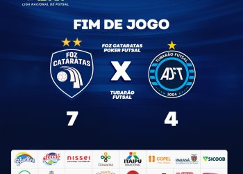 Foz Cataratas Poker Futsal vence de virada o Tubarão e mantém liderança no grupo C da Liga