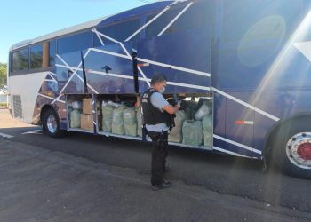 Operação Escudo retém ônibus de turismo com mercadorias irregulares em Santa Terezinha de Itaipu