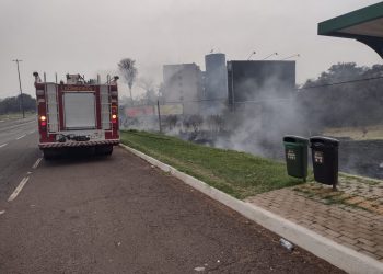 Bombeiros controlam incêndio em vegetação na Avenida Costa e Silva