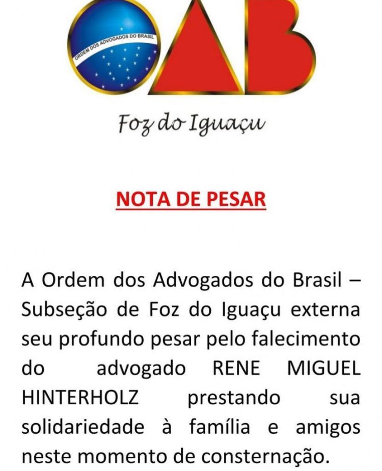 Morre advogado René Miguel Hinterholz aos 70 anos de idade