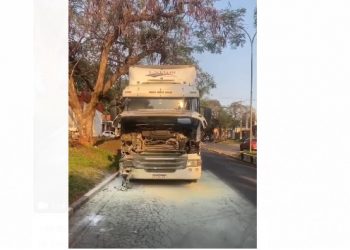 Bombeiro de folga controla incêndio em caminhão na Avenida das Cataratas