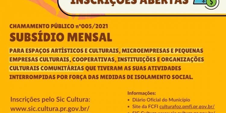 Espaços artísticos e empresas culturais em Foz poderão receber subsídio de até R$10 mil