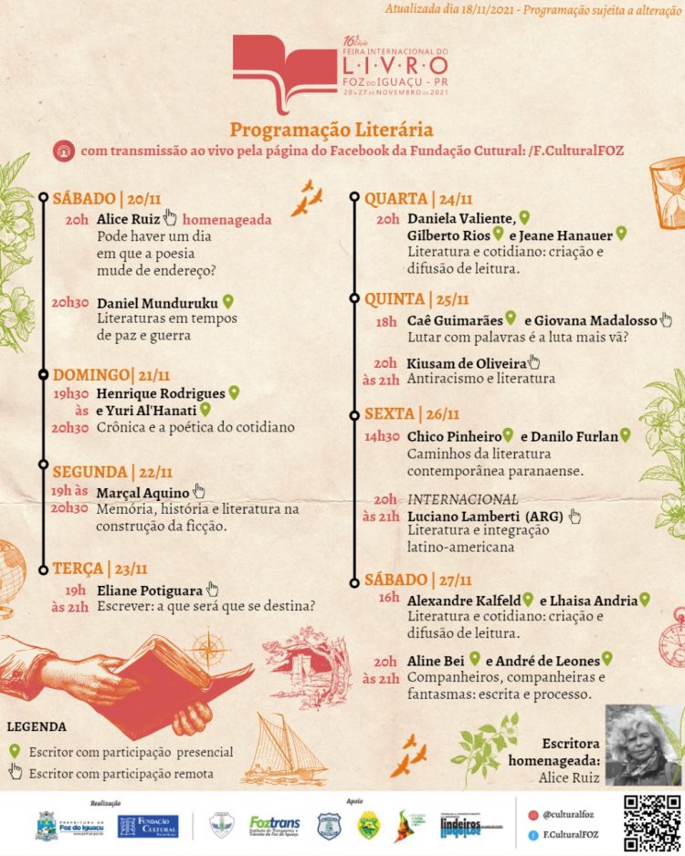 16ª Feira Internacional do Livro começa neste sábado (20), a partir das 16h