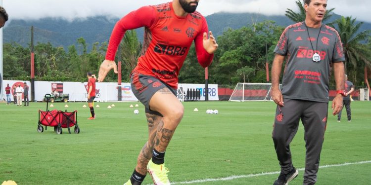 Flamengo no Brasileirão 2021: Gabigol treinando (Fonte- Twitter Flamengo)