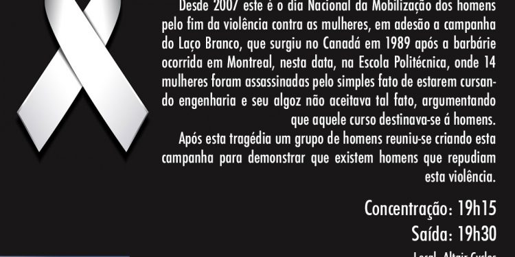 Pedal nesta segunda, 06, celebra Campanha Nacional Laço Branco