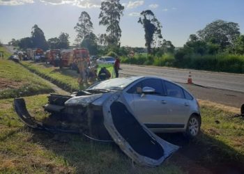 Sete pessoas ficam feridas em colisão frontal na BR 277, em Santa Tereza do Oeste