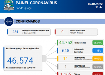 Novos 254 casos de coronavírus são confirmados em 24 horas