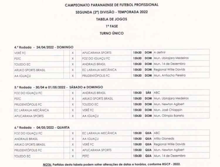 Foz do Iguaçu FC estreia contra o Apucarana fora de casa na Divisão de Acesso