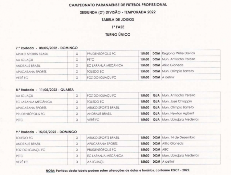 Foz do Iguaçu FC estreia contra o Apucarana fora de casa na Divisão de Acesso