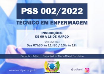 Inscrições para o PSS de Técnico de Enfermagem estão abertas em São Miguel do Iguaçu