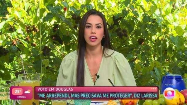 BBB: Larissa se surpreende com o índice de rejeição (Foto: Reprodução/Globo)