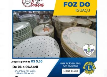 Lions Clube realiza feira de louças do dia 06 a 09 de abril