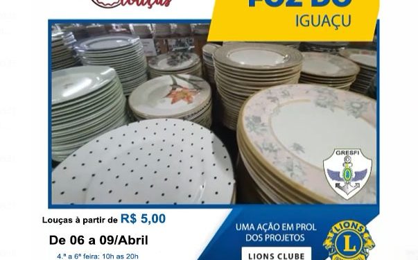 Lions Clube realiza feira de louças do dia 06 a 09 de abril