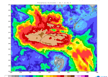 Aviso de chuva volumosa no norte gaúcho e oeste de Santa Catarina e Paraná