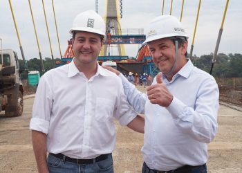 Prefeito Chico Brasileiro e Governador Ratinho Junior visitam obra da segunda ponte
