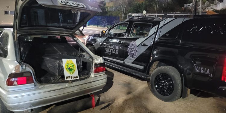 Carro carregado de cigarros contrabandeados é apreendido pelo BPFRON