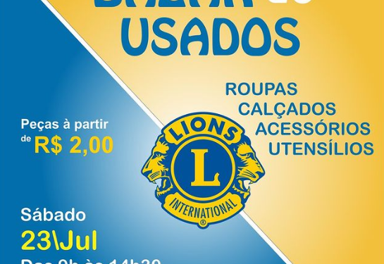 Bazar de usados do Lions Clube acontece neste sábado, 23