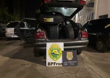PF e BPFRON apreendem veículo com pneus contrabandeados