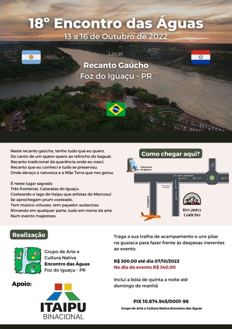 18º Encontro das Águas acontece entre 13 e 15 de outubro em Foz do Iguaçu