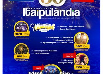 Confira a programação de shows pelos 30 anos de Itaipulândia