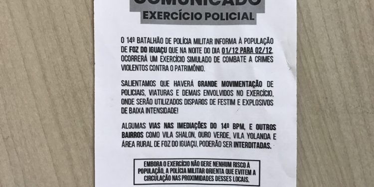Polícia Militar prepara exercício simulado em Foz