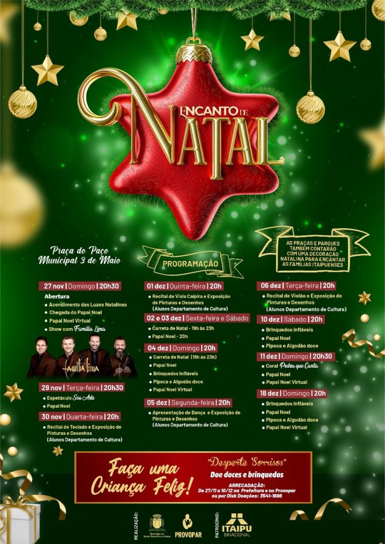 Santa Terezinha de Itaipu divulga programação do Encanto de Natal