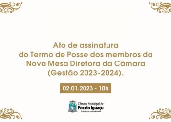 Mesa Diretora eleita para biênio 2023/2024 assina termo de posse na próxima segunda (02/01)