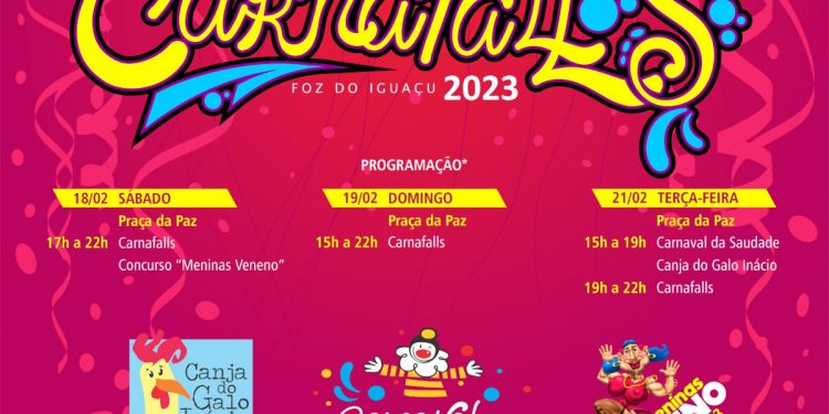Carnaval de rua em Foz será realizado entre os dias 18 a 21 de fevereiro, na Praça da Paz