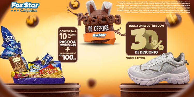 Celebre a Páscoa com a Foz Star Calçados e concorra a prêmios incríveis