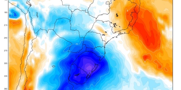 Veja o caminho que a massa de ar frio percorre no Brasil