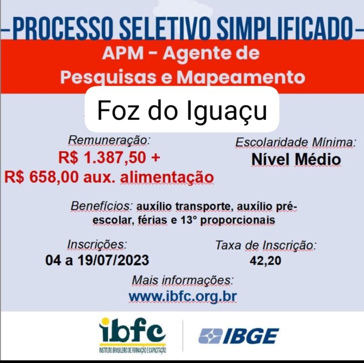 Concurso do IBGE abre 8 vagas para Foz do Iguaçu