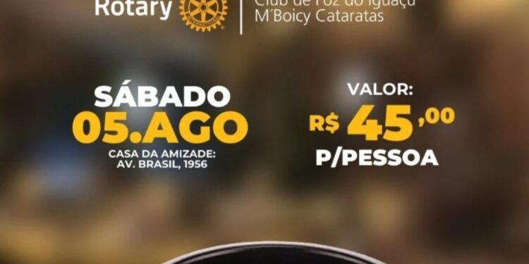 Neste sábado (05), o Rotary M’Boicy Cataratas promove a tradicional feijoada do clube em Foz