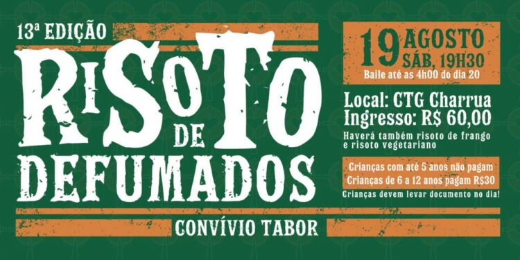 Convívio Tabor realiza tradicional Risoto de Defumados, nesse sábado,19 de agosto